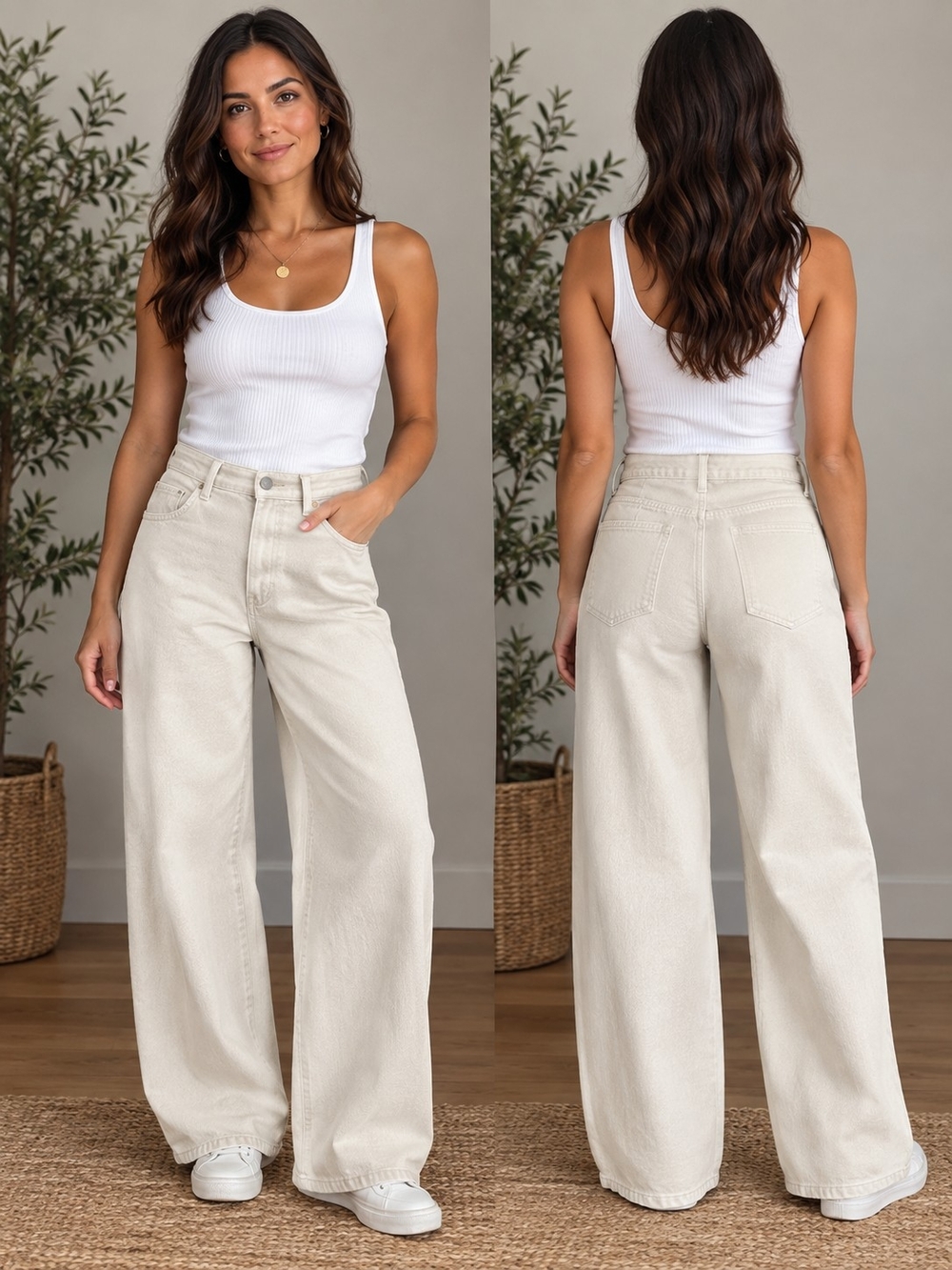 Universal Thread Wide-Leg High-Rise Jeans in Cream